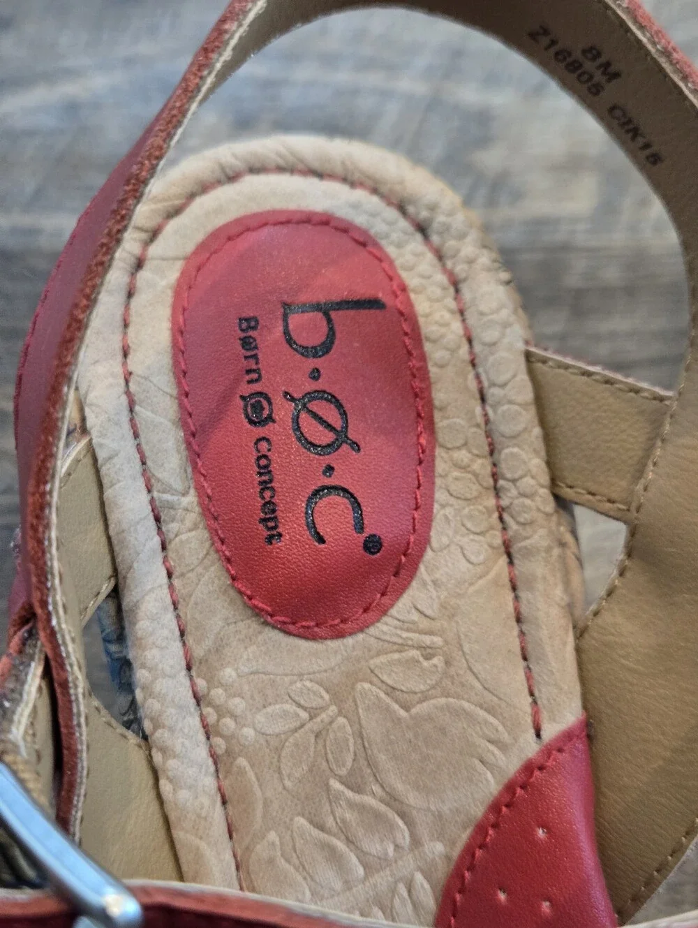 B.O.C red Wedge Sandals, Size 8
